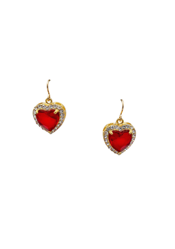 Diamond Illusion Red Heart Earrings