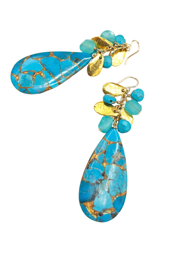 Copper Infused Turquoise Dangle Earrings