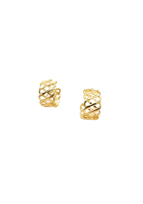 Gold Honeycomb Post Earrings