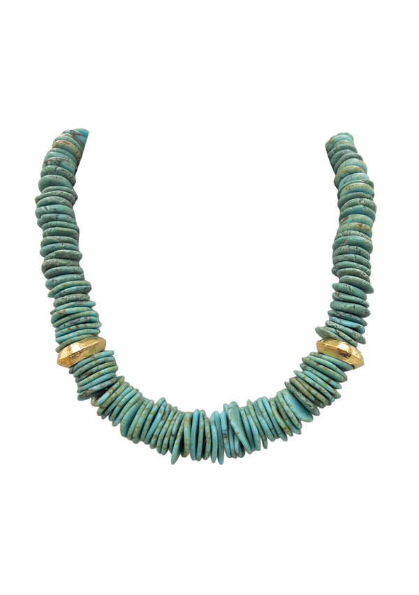 Turquoise Slab Gold Accent Necklace