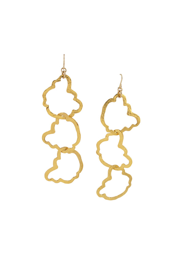 Gold Triple Cloud Earrings