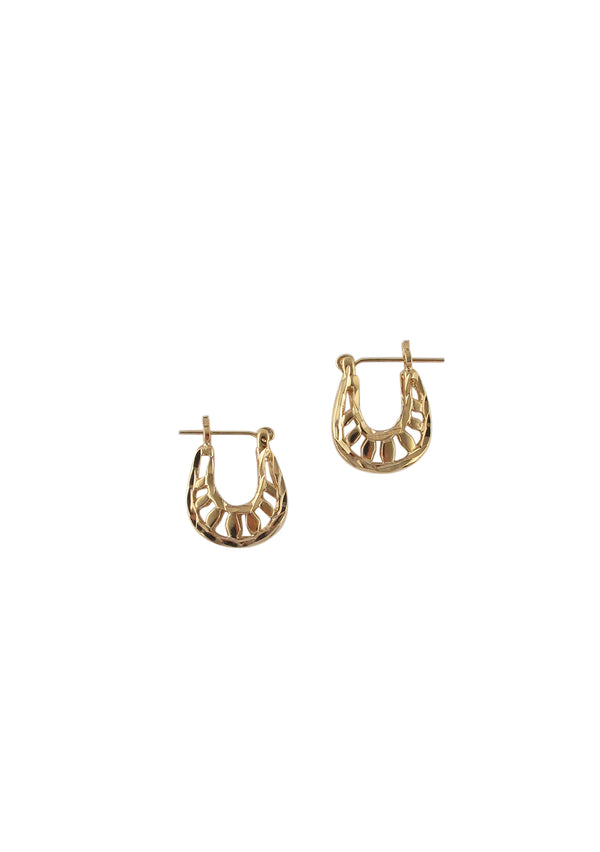 Small Gold Filigree Post Hoop Earrings