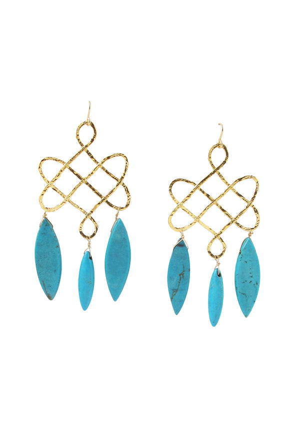 Sleeping Beauty Turquoise Gold Trellis Earrings