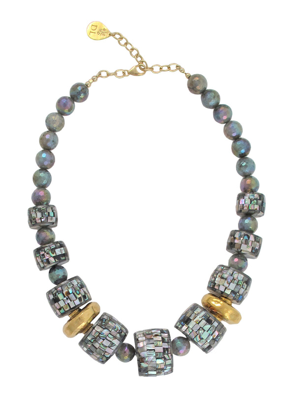 Labradorite Abalone Gold Accent Necklace