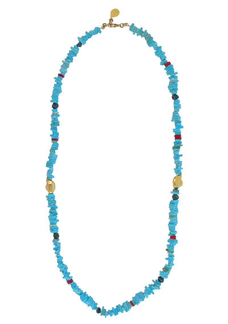 Natural Turquoise Gold Accent Necklace