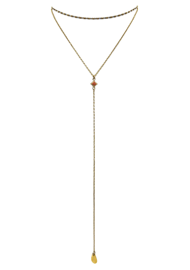 Coral Accent Long Drop Chain Necklace