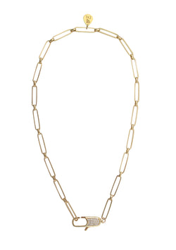 Diamond Illusion Clasp Gold Link Necklace