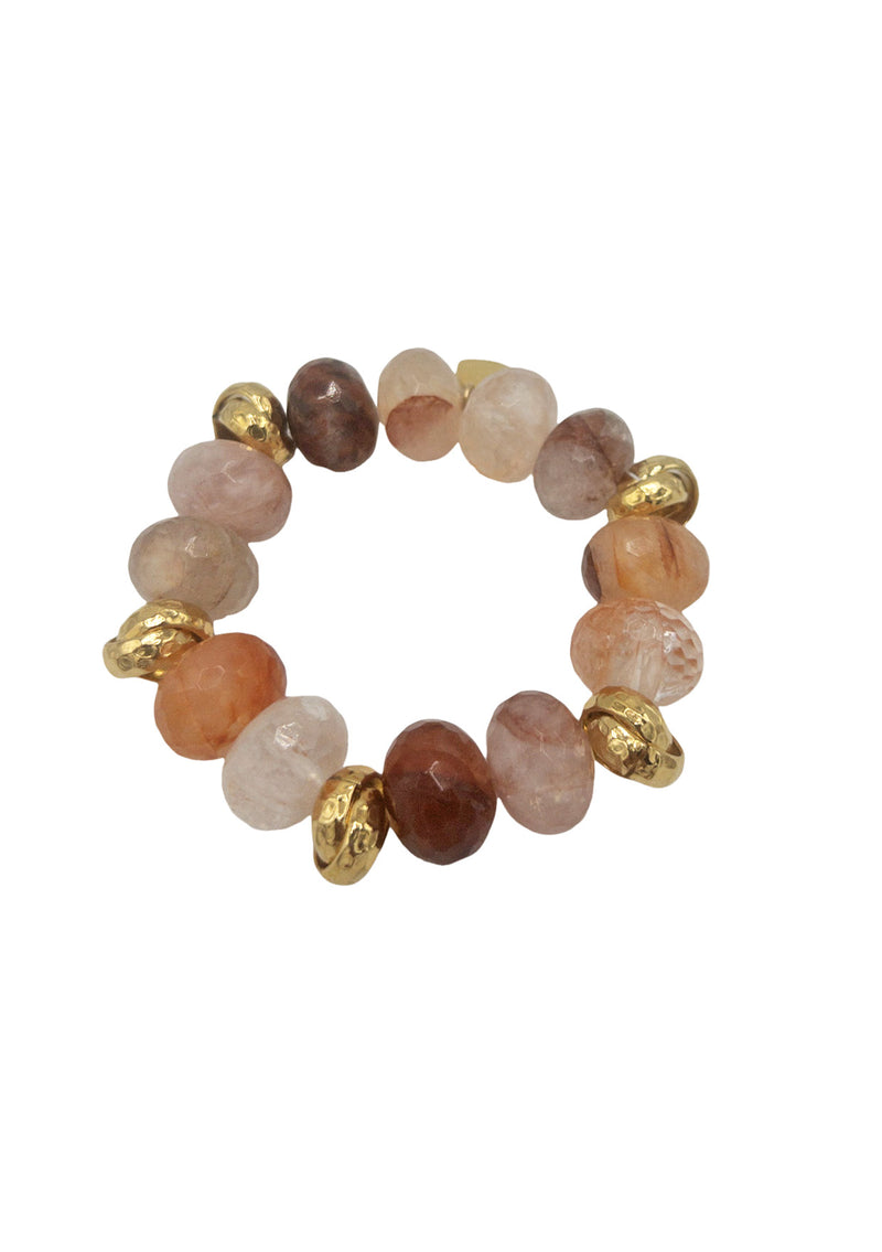 Cherry Quartz Gold Accent Stretchy Bracelet