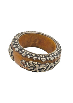 Tibetan Silver Brown Resin Bangle