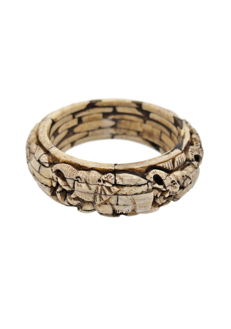 Carved Eelphant Jasper Bangle