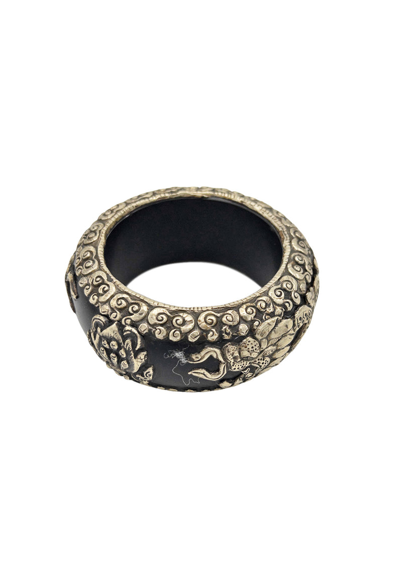 Tibetan Silver Black Resin Bangle