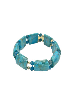 Turquoise Gold Accent Stretchy Bracelet