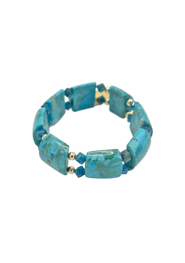 Turquoise Gold Accent Stretchy Bracelet