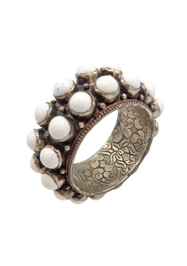 White Shell Brass Ethnic Bracelet