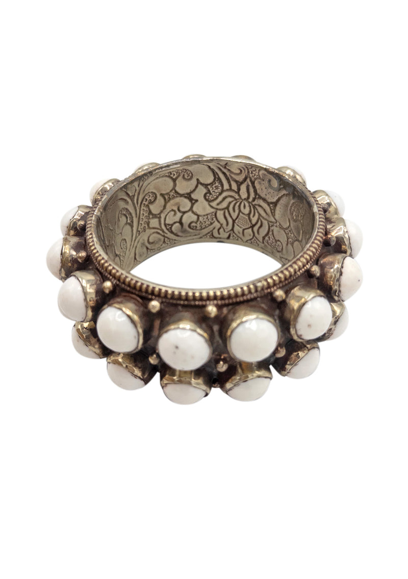 White Shell Brass Ethnic Bracelet