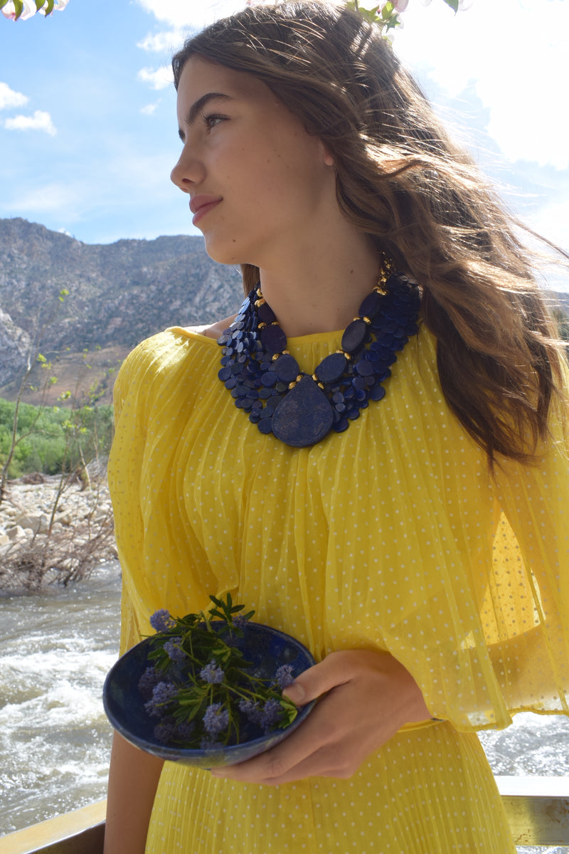 Denim Lapis Pendant Necklace