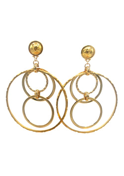 Multi Circle Gold Post Earrings