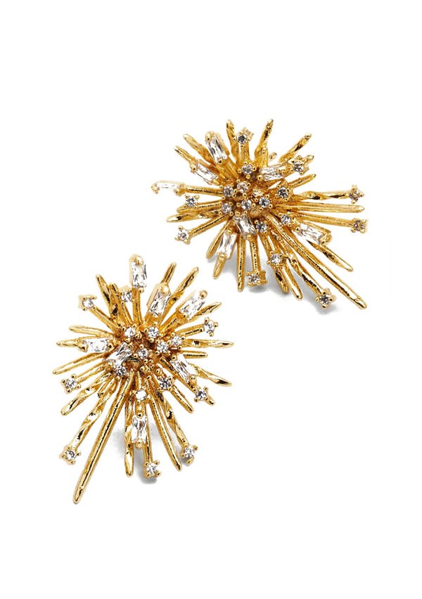 Gold Diamond Illusion Spike Post Earrings