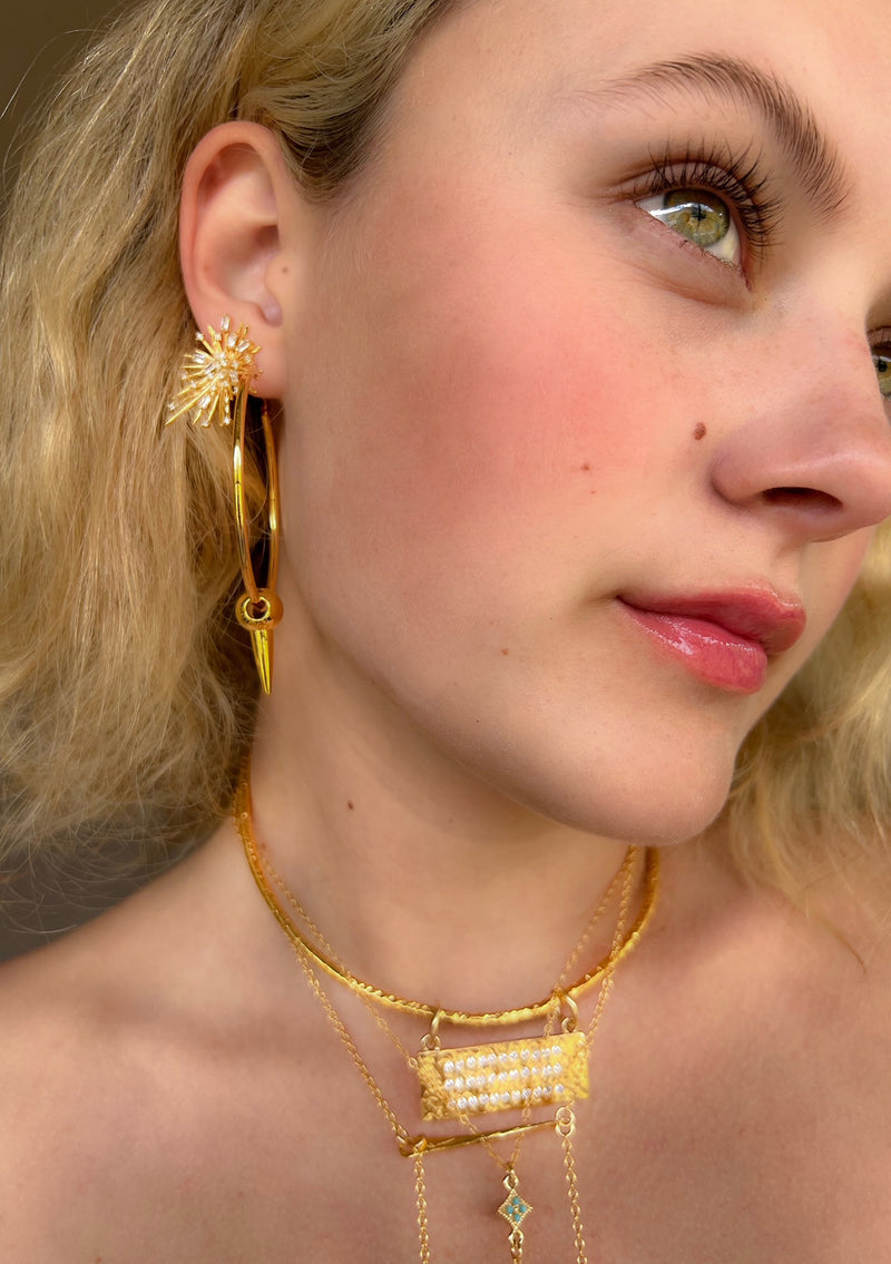 Gold Diamond Illusion Spike Post Earrings