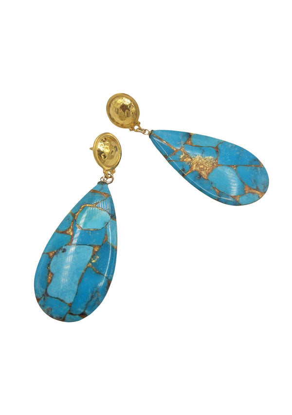 Copper Infused Turquoise Drop Post Earrings