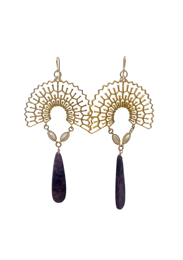 Purple Imperial Jasper Statement Earrings