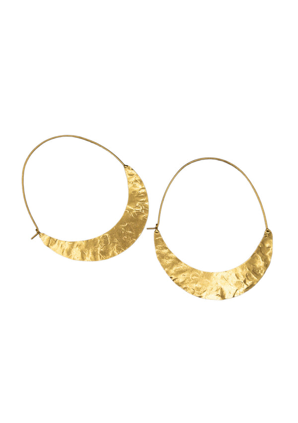 Hammered Gold Wedge Hoop Earrings