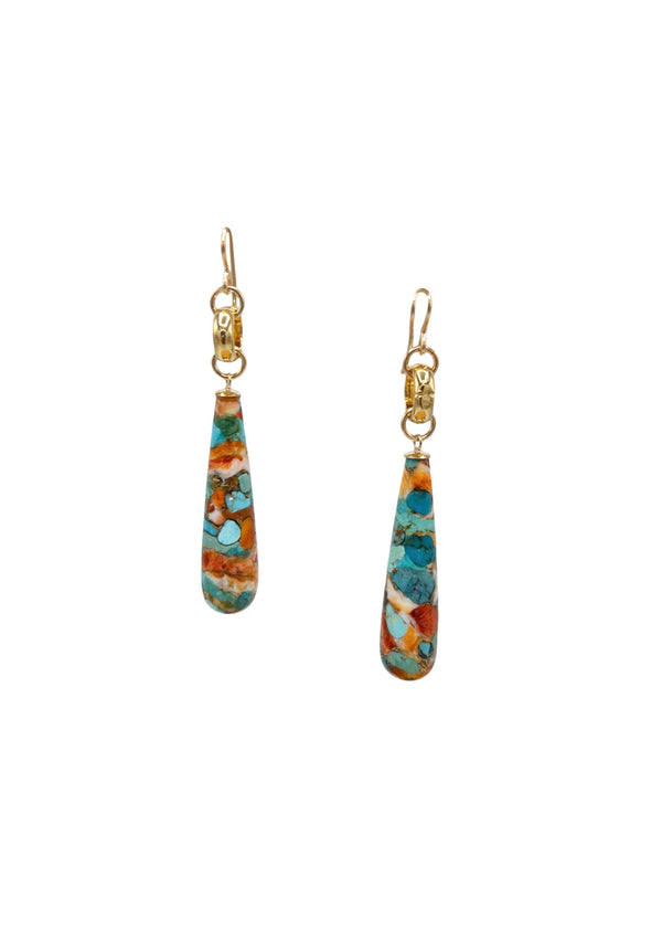 Turquoise Spiny Oyster Drop Earrings