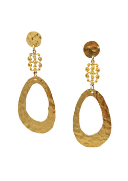 Hammered Gold Teardrop Post Earrings