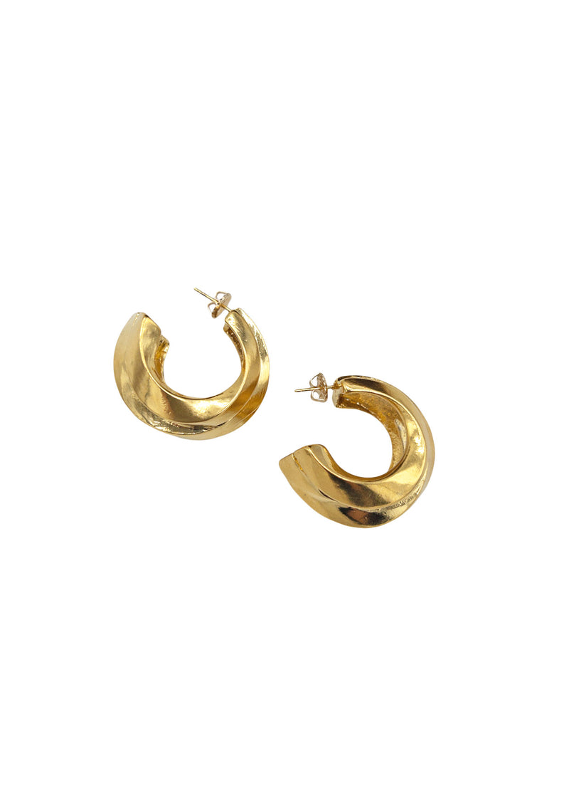 Ripple Gold Post Hoop Earrings