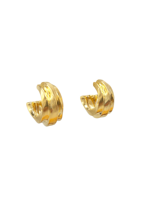 Ripple Gold Post Hoop Earrings