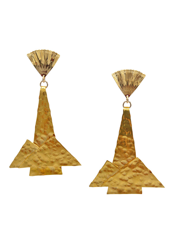 Gold Hammered Statement Post Earrings