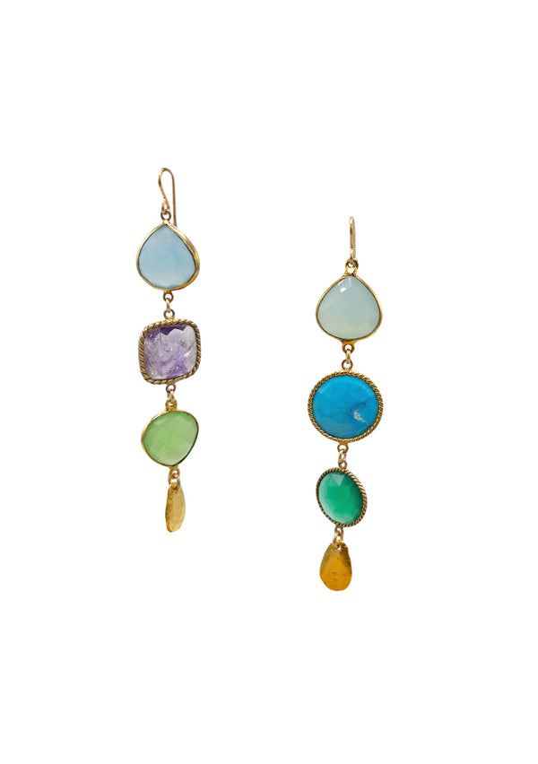 Multi Color Gold Drop Earrings