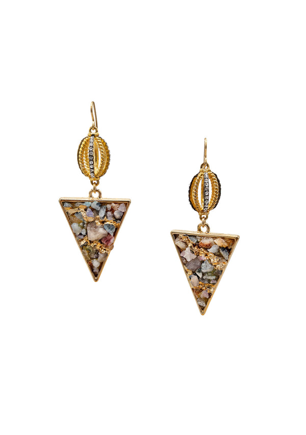 Diamond Illusion Multi Stone Triangle Earrings