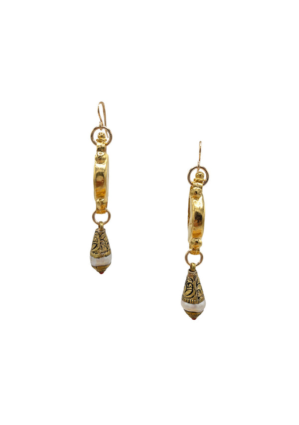 Antique Ethnic Drop Gold Earrings