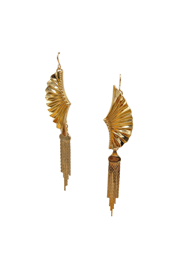 Gold Wings Tassel Earrings