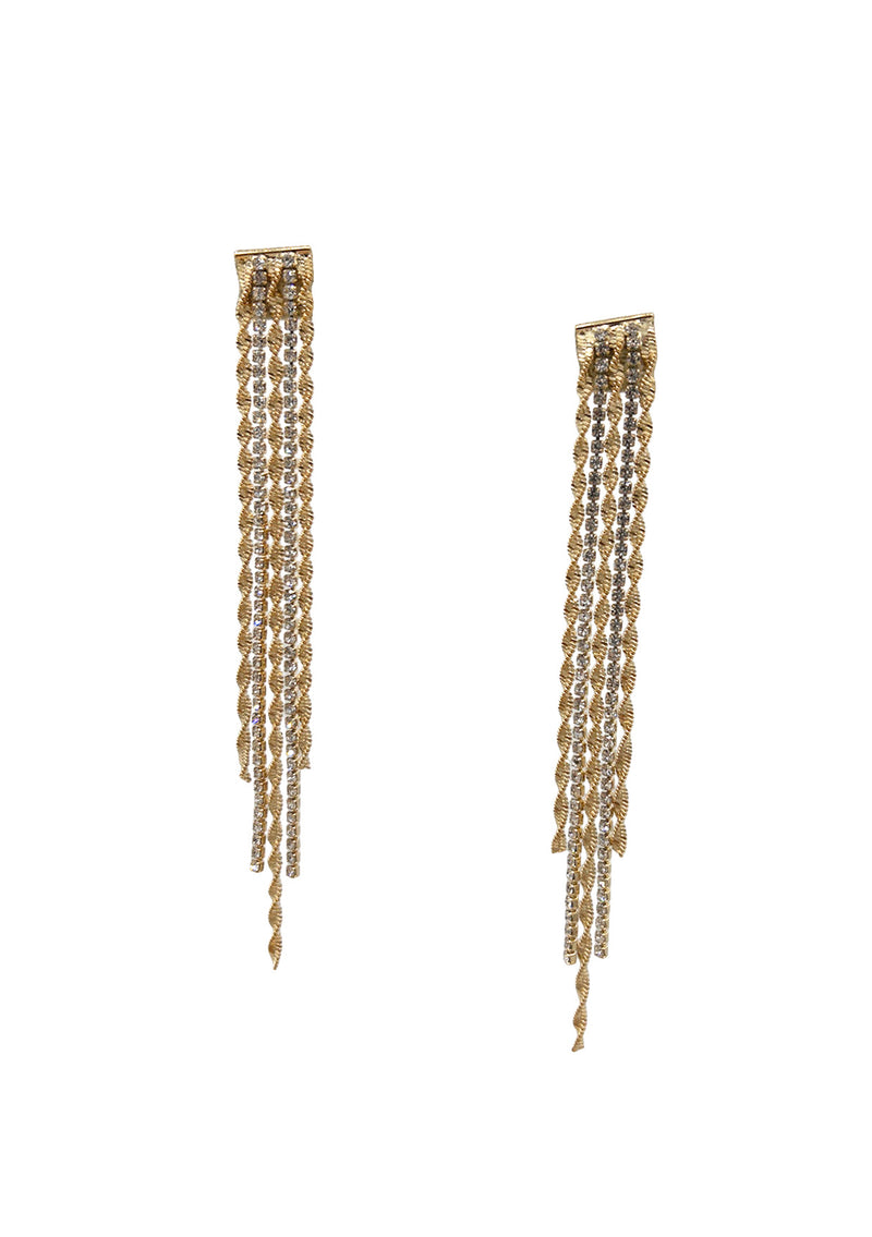 Diamond Illusion Gold Tassel Earrings