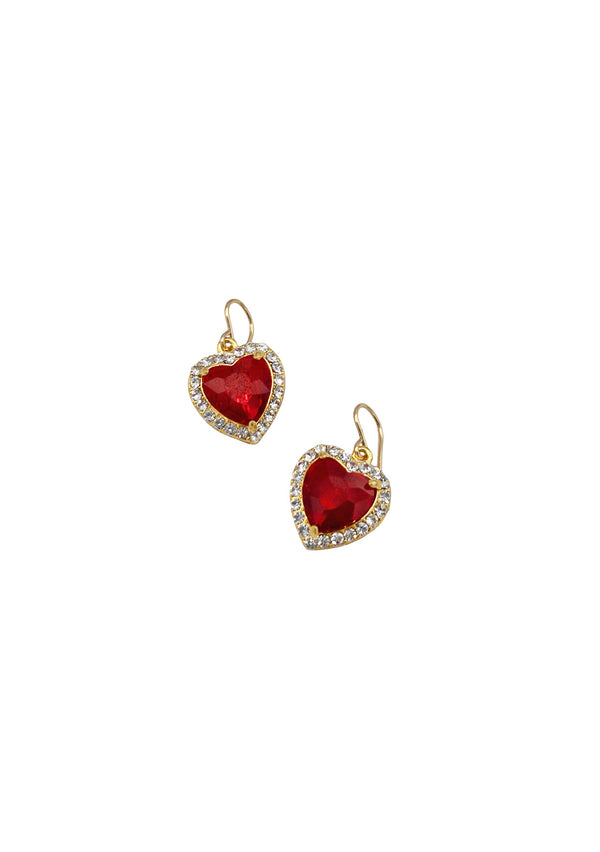 Diamond Illusion Red Heart Earrings