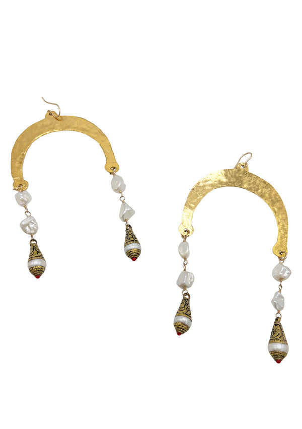 Antique Pearl and Gold Statement Earrings