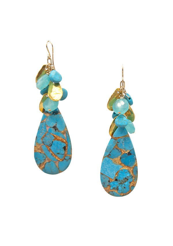 Copper Infused Turquoise Dangle Earrings