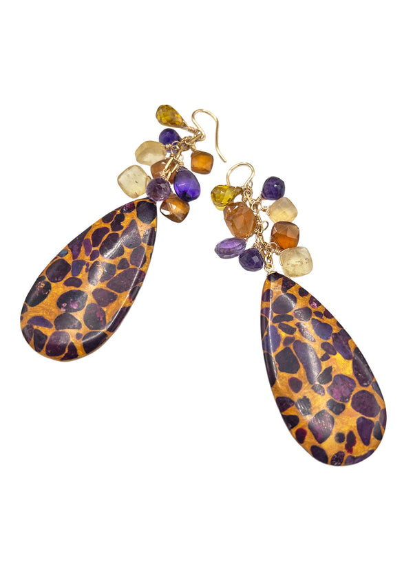 Copper Infused Purple Turquoise Dangle Earrings