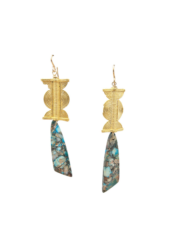Imperial Jasper Antique Gold Accent Earrings