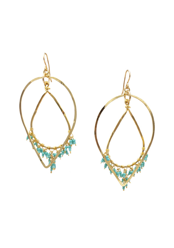 Turquoise Dangle Multi Shape Gold Earrings