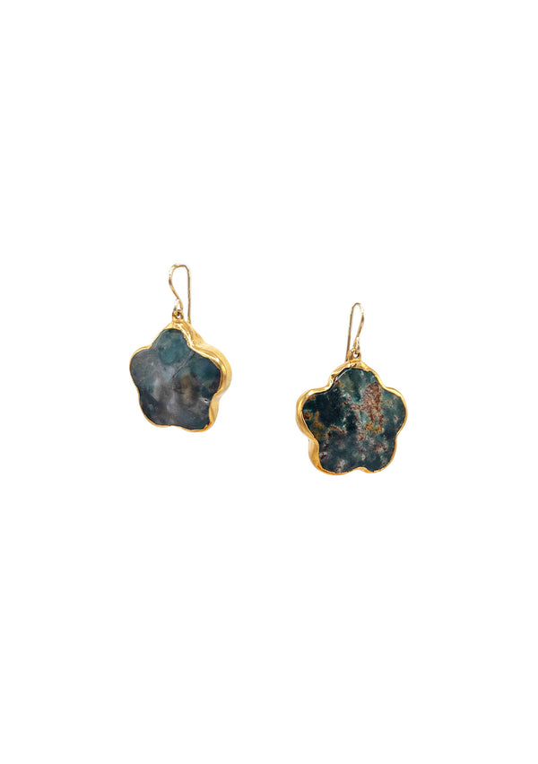 Blue Jasper Star in Gold Foil Earrings