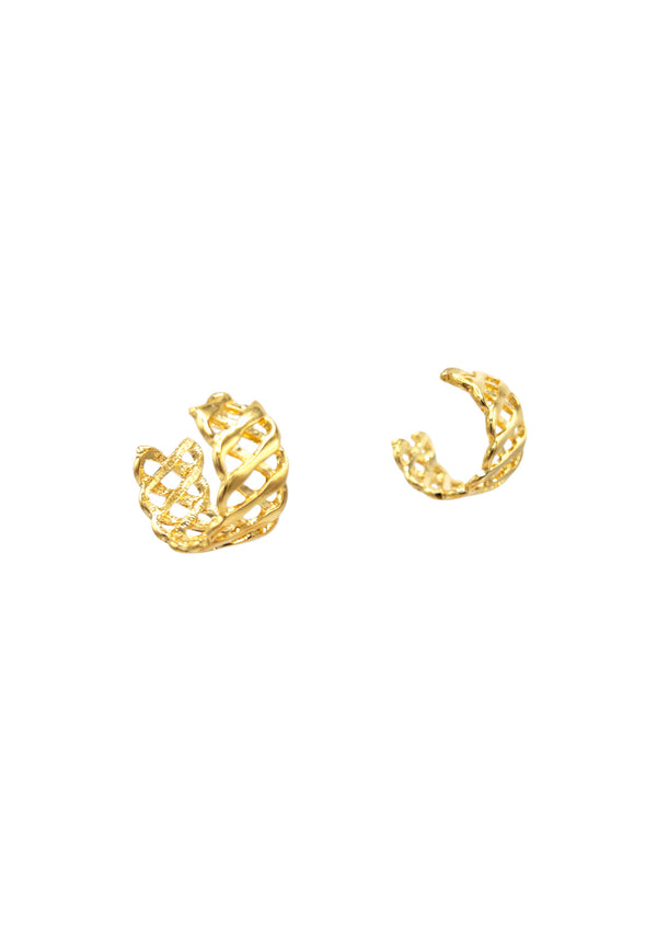 Gold Honeycomb Post Earrings