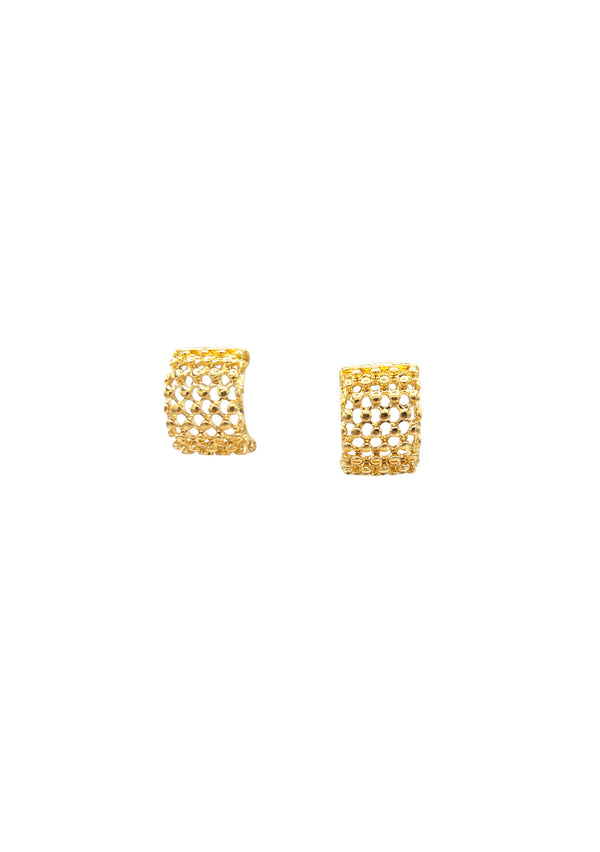 Gold Small Honeycomb Post Earrings