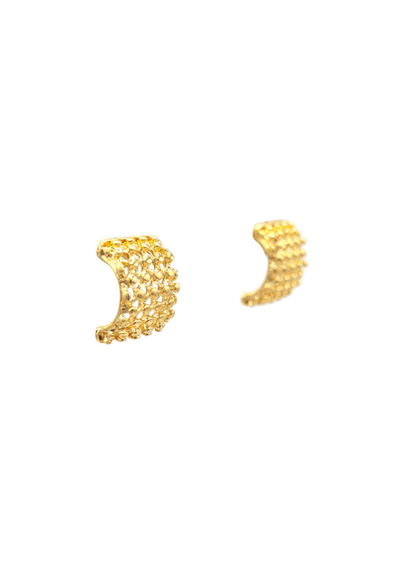 Gold Small Honeycomb Post Earrings