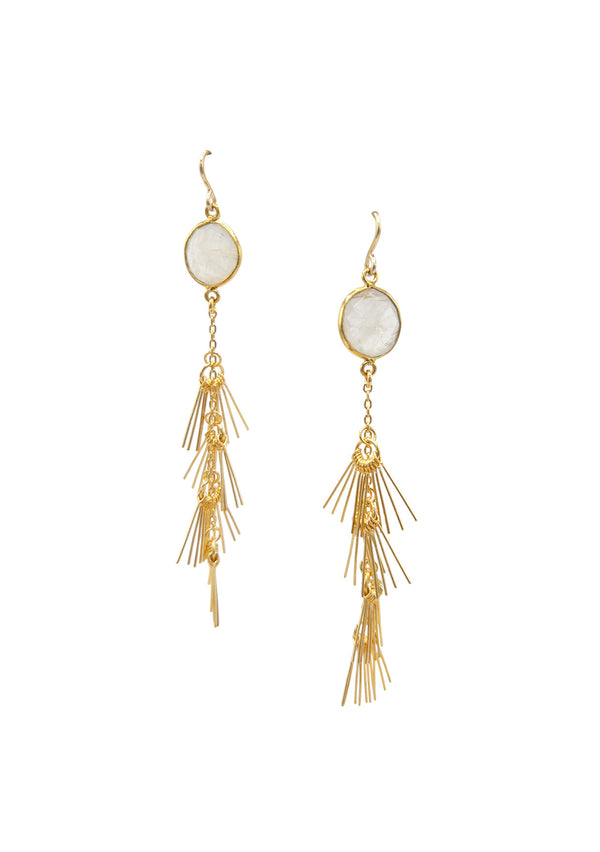 Moonstone Gold Chandelier Earrings