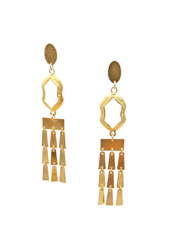 Gold Multi Shape Chandelier Earrings