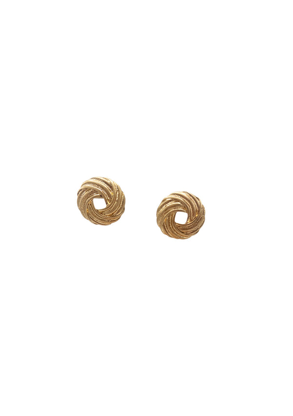 Gold Round Weave Post Earrings