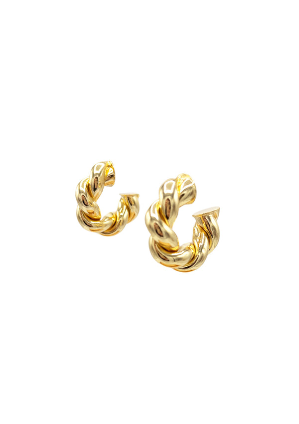 Thick Hollow Gold Braided Hoop Earrings